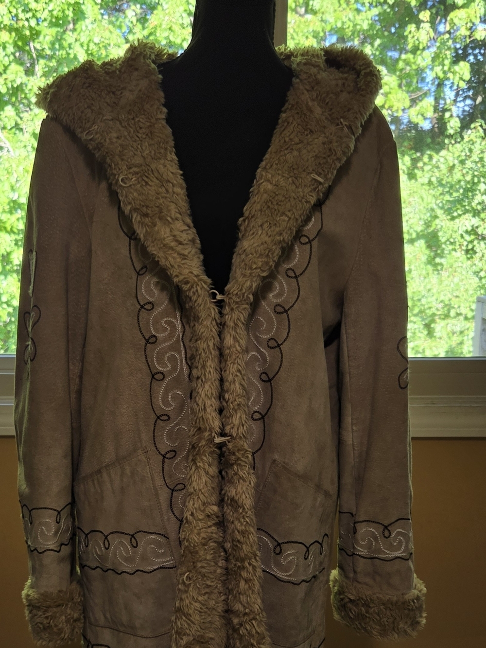 Steve Madden Brown Faux Shearling Hooded Coat